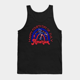 America Rainbow Red White Blue Patriotic Fourth Of July Star Tank Top